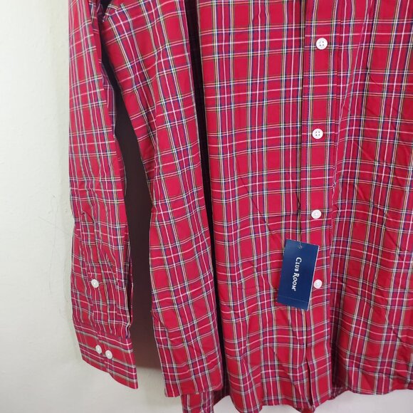 Club Room Mens Red Cotton Regular Fit Button Down Shirt L - Picture 5 of 10